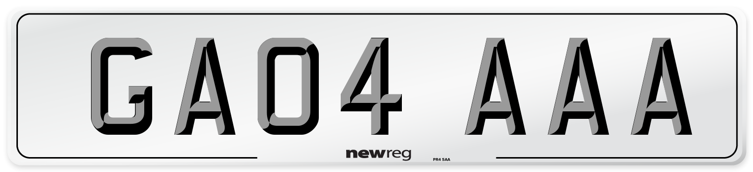 GA04 AAA Number Plate from New Reg